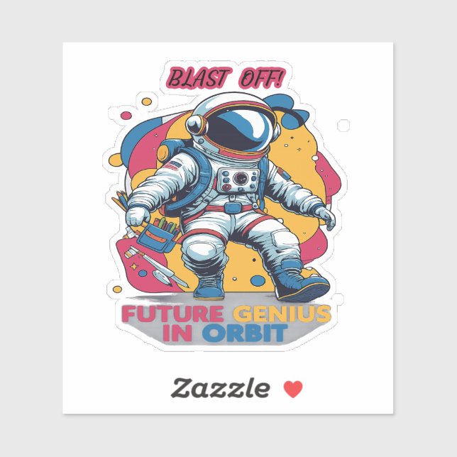 Adesivo Astronaut Back-to-School "Future Genius in Orbit"  (Folha)