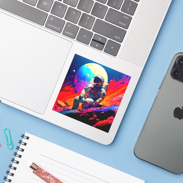 Adesivo Astronauta (Notebook com iPhone)