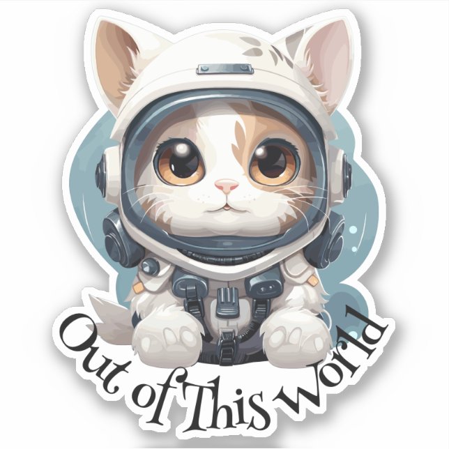 Adesivo Astronauta Cat Sticker - "Fora deste Mundo" (Frente)