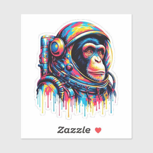 Adesivo Astronauta de Chimpanzé com Pinta (Folha)