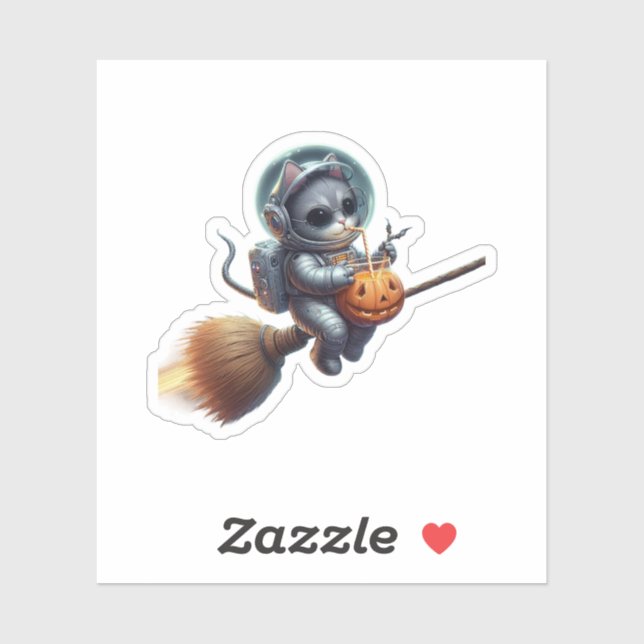 Adesivo Astronauta de Gato Cósmico: Aventura Magia e Espaç (Folha)