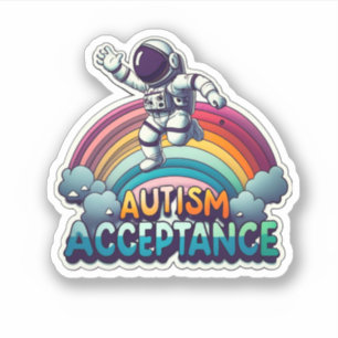 Adesivo Astronauta do Arco-Íris Aceitação Autismo