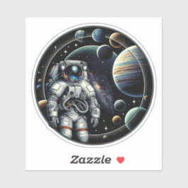 Adesivo Astronauta e Planetas Vintage