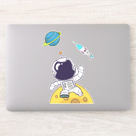 Adesivo Astronauta Espacial Flutuante no Espaço Exterior