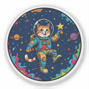 Adesivo Astronauta Gato - Aventura Espacial de Observação 