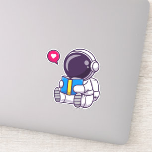 Adesivo Astronauta lendo livro crianças bonitinhas