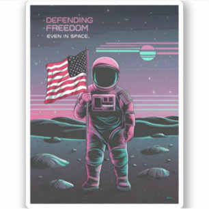 Adesivo Astronauta Patriótica dos EUA LoFi Vaporwave, 80s