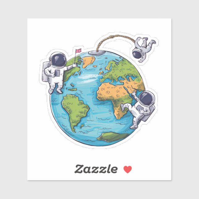 Adesivo Astronautas Flutuantes (Folha)