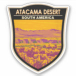 Adesivo Atacama Desert Sunset South America Viagem Vintage<br><div class="desc">Deserto de Atacama num estilo de arte vetorial. O Deserto do Atacama é um planalto desértico localizado na costa do Pacífico da América do Sul.</div>
