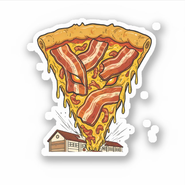 Adesivo Ataque de Pizza com Bacon de Monstro Épico à Cidad (Frente)