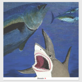 Adesivo Ataque de tubarão contra a vinheta de atum