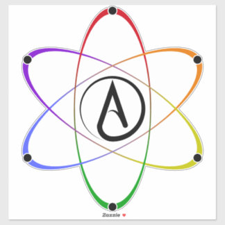 Adesivo Atheist Atom Symbol Rainbow Black