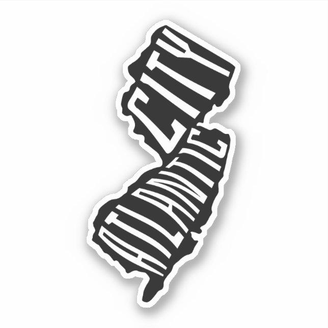 Adesivo Atlantic City, Nova Jersey Map Outline - Viagem do (Frente)