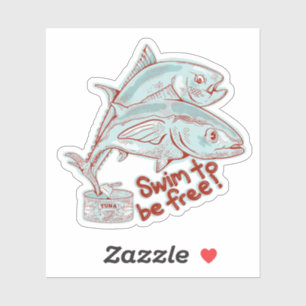 Adesivo Atum Peixe que escava uma lata