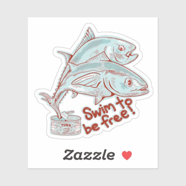 Adesivo Atum Peixe que escava uma lata (Folha)