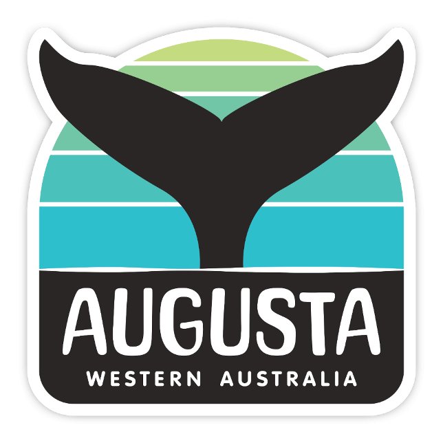 Adesivo Augusta, Western Austrália Sticker (Augusta Western Australia retro whale tail sticker)