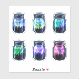 Adesivo Aurora Borealis Norte Luz Galáxia Jar Set Sti