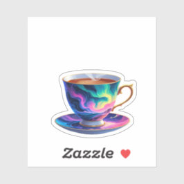 Adesivo Aurora Teacup Sticker: Magical Cosmic Design