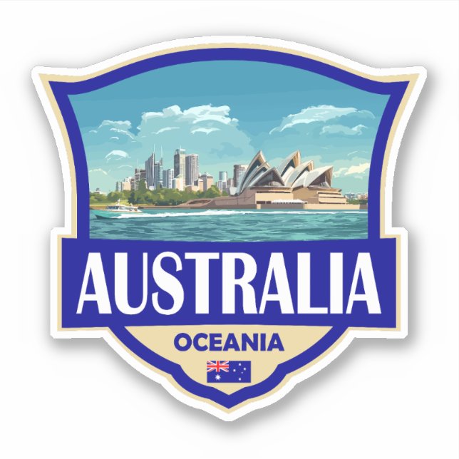 Adesivo Australia Illustration Retro Badge (Frente)