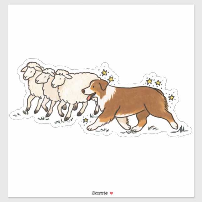 Adesivo Australian Shepherd - Pastoreio (Folha)