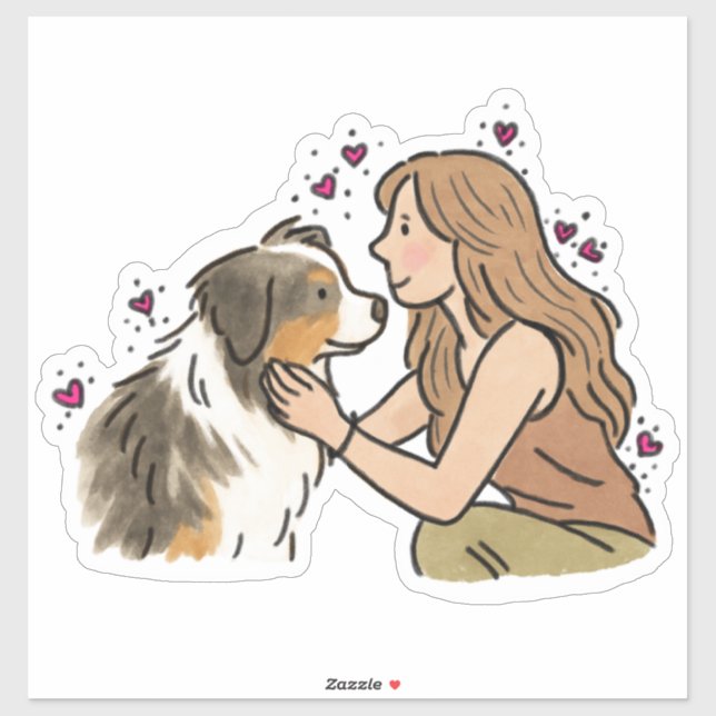 Adesivo Australian Shepherd - Trabalhando (Folha)