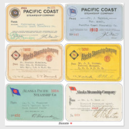 Adesivo Authentic Alaska and Pacific Steamship Pass 1900s