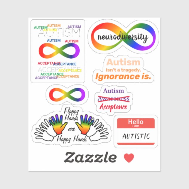 Adesivo Autism Neurodiversity set Custom-Cut Vinyl Sticker (Folha)