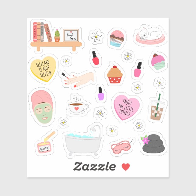 Adesivo Auto Cuidado Tempo Pessoal Aconchegante Bullet Jou (Folha)