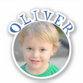 Adesivo Autocolante de Fotografias e Nome Azul-redondo