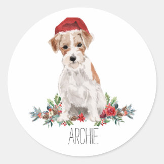 Adesivo Autocolante de Natal Personalizado Jack Russell