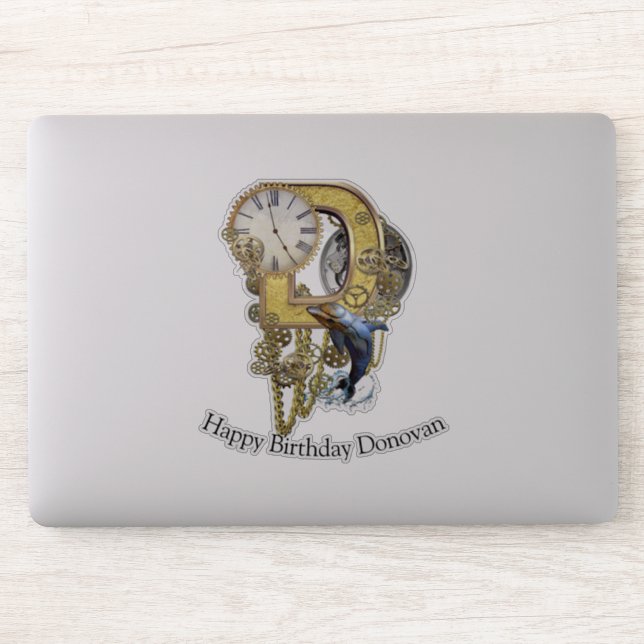 Adesivo Autocolante de personalização Carta D Aniversário (Computador)