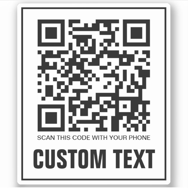 Adesivo Autocolante de texto e código QR personalizado (Frente)