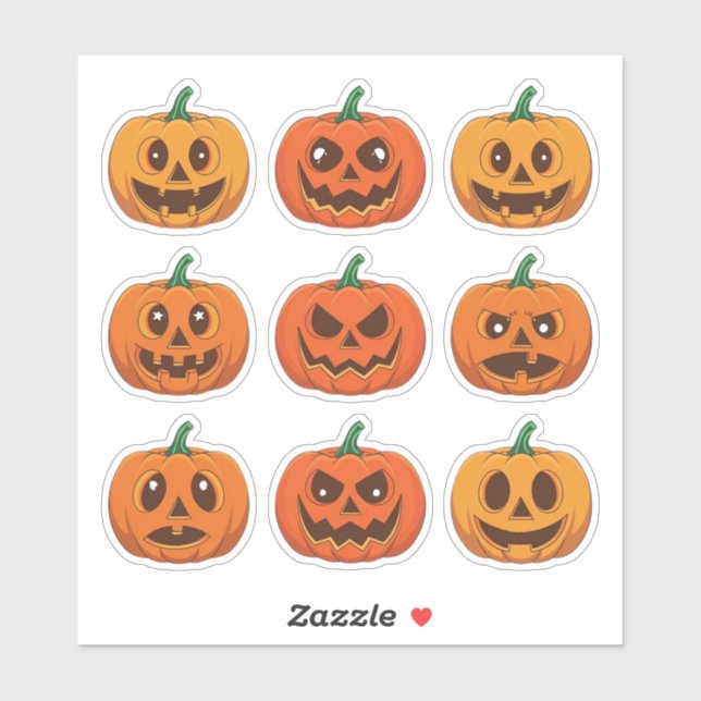 Adesivo Autocolante Expressivo Jack-o'-Lanterna (Folha)