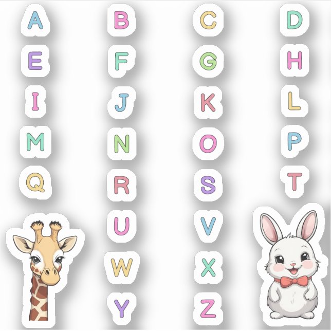 Adesivo autocolantes Alphabet animais ABC (Frente)