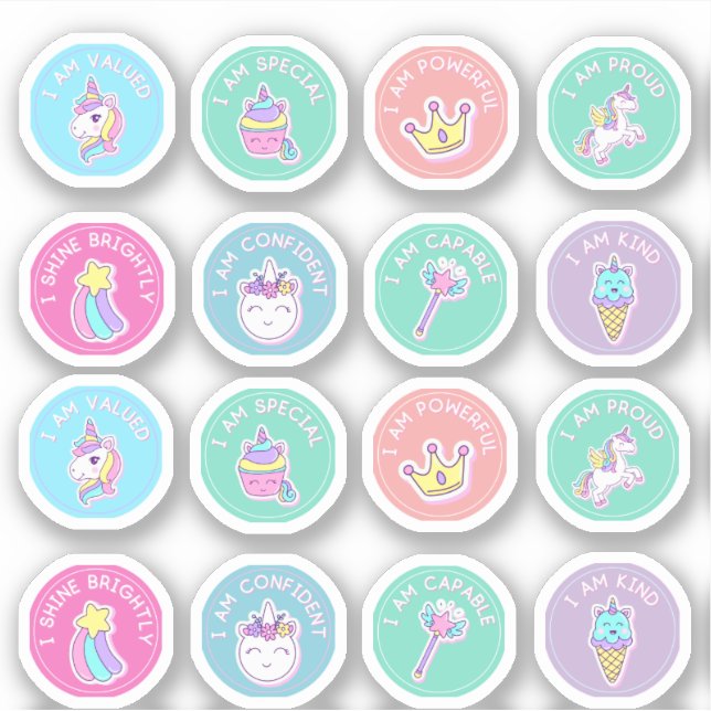 Adesivo Autocolantes de Afirmação Coloridos (Frente)