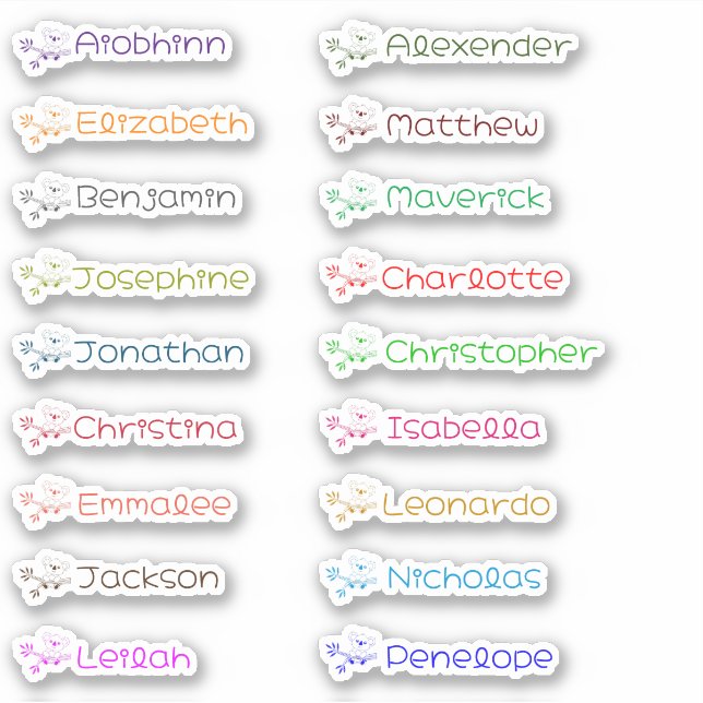 Adesivo Autocolantes de múltiplos nomes personalizados de  (Frente)