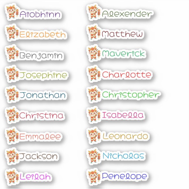 Adesivo Autocolantes de múltiplos nomes personalizados do  (Frente)