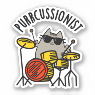 Adesivo Autocussionista Drummer Gato Pun Sticker
