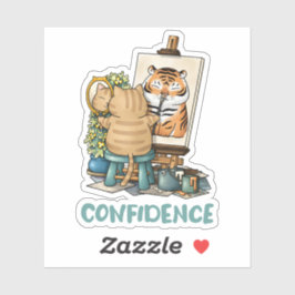 Adesivo Autorretrato de Confiança de Gato de Tigre