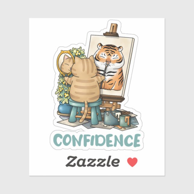 Adesivo Autorretrato de Confiança de Gato de Tigre (Folha)