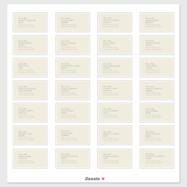 Adesivo Autumn Boho Deco | Creme Rótulo de Endereço Convid (Folha)