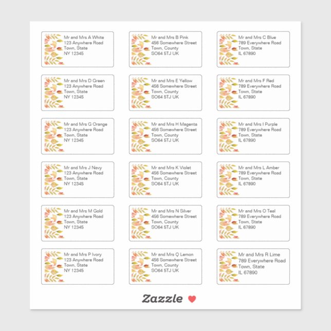 Adesivo Autumn Deixa Nome Individual Endereço Casamento (Folha)