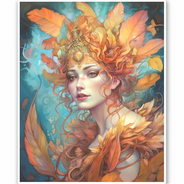 Adesivo Autumn Fall Queen Goddese Fantasy Art (Frente)