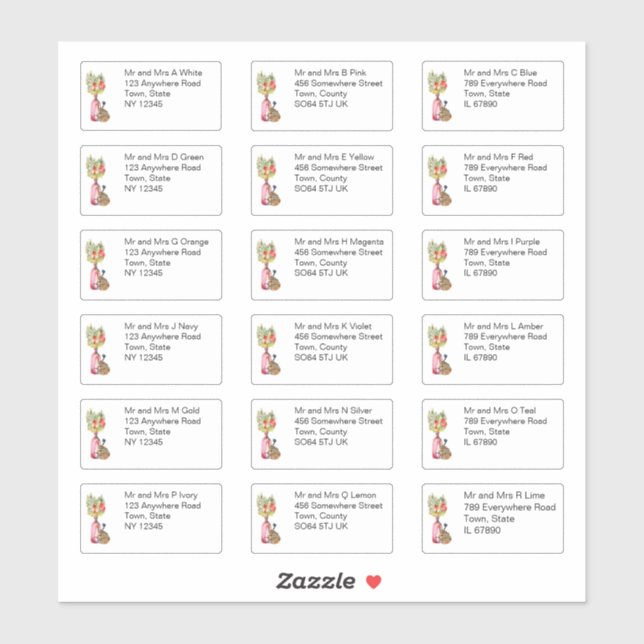 Adesivo Autumn Floral Vase Nome e Endereço Individual (Folha)