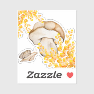 Adesivo Autumn mushroom, snail and yellow branches 