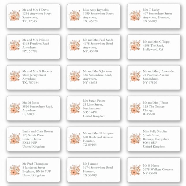 Adesivo Autumn Nome do Destinatário Individual Endereço (Frente)