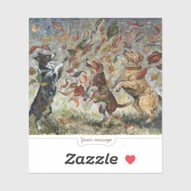 Adesivo Autumn Tailwag Whimsical Golden Retriever Dogs Oil (Folha)