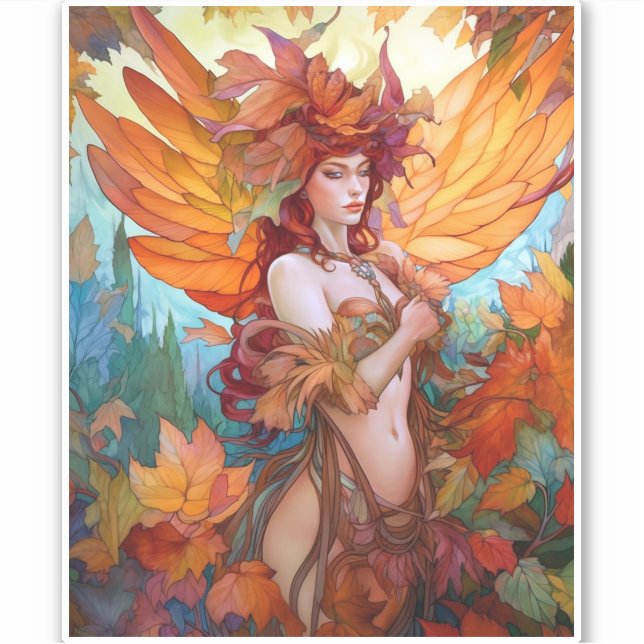 Adesivo Autumn Woodland Fairy Fantasy Art (Frente)