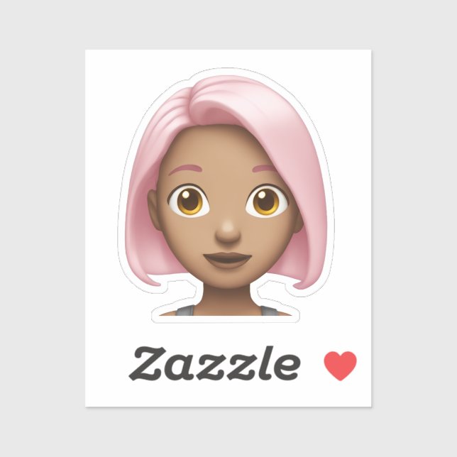 Adesivo Avatar Emoji De Cabelo Rosa (Folha)