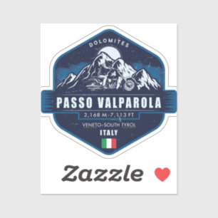 Adesivo Aventura de Moto Passo Valparola Dolomites - Ba